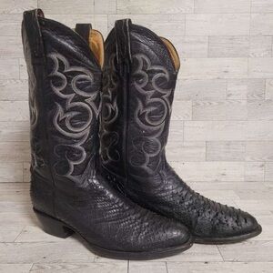 Men's Ferrini Western Black Python Snakeskin Leather Rodeo Cowboy Boots Size 11